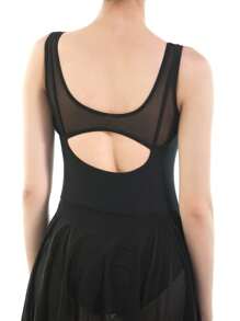 balletto 成人芭蕾/体操紧身衣裙，无袖，高腰，紧身衣舞蹈服，运动服 - 黑色 - 查看 5