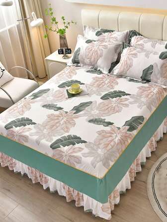 Bedding Set, Winter Four Seasons Warm Korean-style Bed Skirt With Reactive Printing In Multiple Size And Thickness Options
