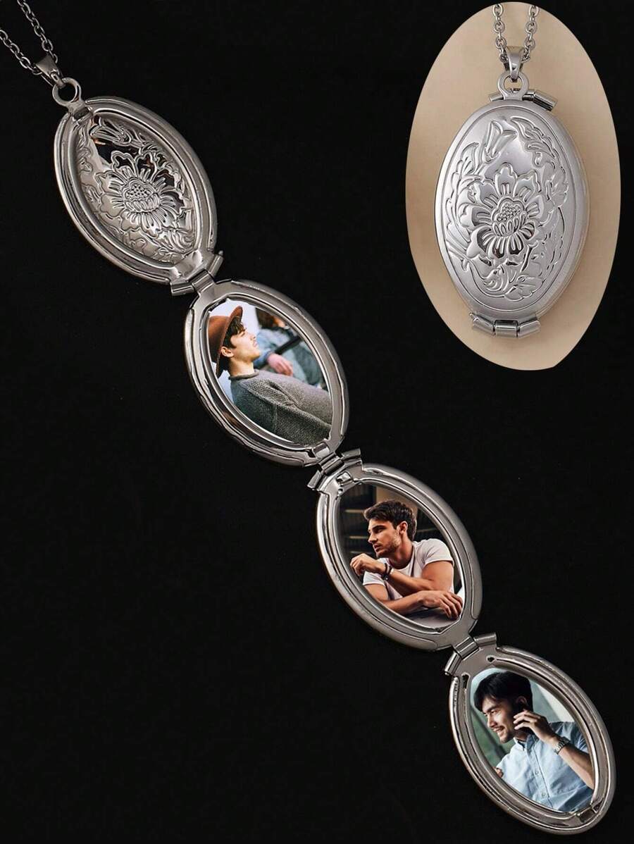 1入不鏽鋼珠寶盒造型吊墜項鍊,多功能朋克風格鏈接鏈裝情侶/朋友項鍊