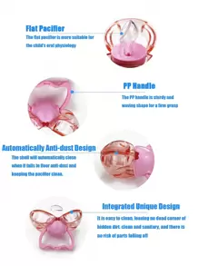 1pc Pink Silicone Pacifier For Infants And Toddlers, Automatic Closure And Dustproof, Safe And Suitable For Daily Use - Pink - View 4