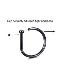 1 chiếc khuyên mũi giả bằng thép không gỉ thời trang với thiết kế hình chữ D, có 3 màu: Vàng, Thép & Đen; Màu sắc khác nhau cho các phong cách khác nhau, thích hợp cho cả nam và nữ để mặc hàng ngày - màu đen - Xem 6