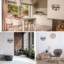 1pc Wall Mounted Key Holder, Black Key Rack For Wall Decor, Metal Key Hooks For Hallway, Entryway, Office, Small Key Hanger For Wall - Black - View 2