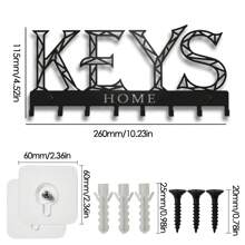 1pc Wall Mounted Key Holder, Black Key Rack For Wall Decor, Metal Key Hooks For Hallway, Entryway, Office, Small Key Hanger For Wall - Black - View 3