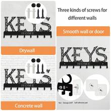 1pc Wall Mounted Key Holder, Black Key Rack For Wall Decor, Metal Key Hooks For Hallway, Entryway, Office, Small Key Hanger For Wall - Black - View 4