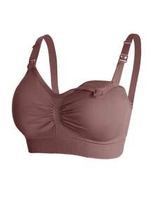 5Pcs Maternity & Nursing Bra Set, Nylon, Front Clasp, Wireless, Comfortable, Gently Push Up & Seamless Bra - Multicolor - View 9