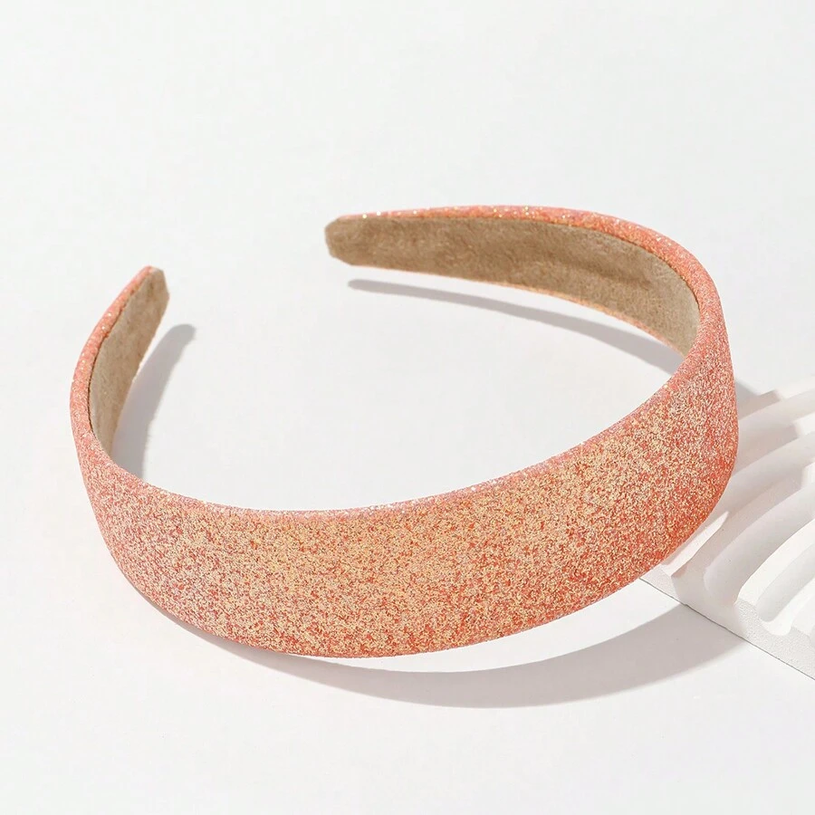 1件法式瑪卡龍色系寬髮帶,純色且輕巧（寬度：3cm） - 橘色 - 查看 1