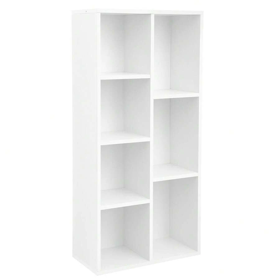 VASAGLE Bücherregal, Regal, Standregal, Büroregal, mit 7 Fächern, offen, für Wohnzimmer, Arbeitszimmer, Büro, als Raumteiler, 24 x 50 x 106 cm - Weiss - Übersicht 1
