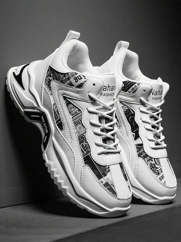 Scarpe casual sportive di moda da uomo, impermeabili e antiscivolo, scarpe da lavoro e all'aperto a taglio medio-alto per autunno e viaggi (motivo casuale/asimmetrico)