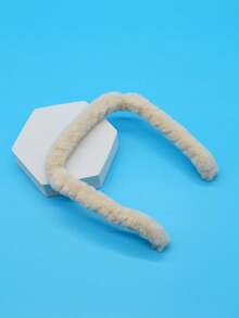 1pc Women's Multicolor Rabbit Fur Headband For Thinning Face & Hair, Suitable For Daily Use - Beige - View 2