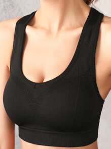 Black Wirefree Racerback Sports Bra For Running, Yoga, Training, Workout, Sleep, Etc. - Black - View 1