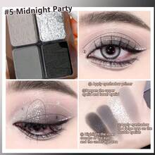 Xixi誘惑野性四色眼影盤:閃光和霧面眼影,是辣妹或甜美風必備品 - 藍色、綠色和自然色調,營造出誘人的眼妝 - #5 午夜派對 - 查看 3