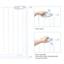 29.9" H Metal Dog Gate for Stairs, Auto Close Pet Gates with Walk Through, Pressure Mounted, for Stairs Doorways Kitchen and Living Room 29.9-33 in - 29,92"-33,07" - Xem 3