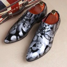 英倫亮光 Pu 皮鞋,時尚青年尖頭潮流鞋,經典正裝男鞋