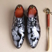 英倫亮光 Pu 皮鞋,時尚青年尖頭潮流鞋,經典正裝男鞋