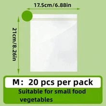 20入組中號雙拉鍊密封食品收納袋,適用於保持廚房各式食品新鮮密封,戶外旅行收納,居家整理