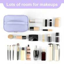 女士們化妝包,便攜旅行彩妝收納適用於化妝工具,皮膚護理,化妝品,畫筆,防水紫色