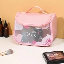 粉色啞光PU防水便攜化妝/化妝品收納袋 - 粉色 - 查看 2