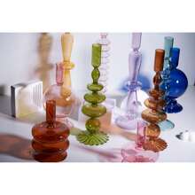 一件独特的玻璃烛台，用我们美丽的玻璃烛台点亮您的生活。手工制作，完美无瑕，这些烛台适合任何场合！、房间装饰、礼物 - 彩色 - 查看 10