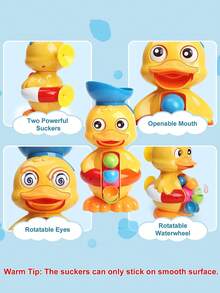 嬰兒玩具,幼兒浴缸玩具,帶有旋轉水輪/眼睛的鴨形浴缸玩具,浴室強力吸水器,有趣的幼兒浴缸玩具