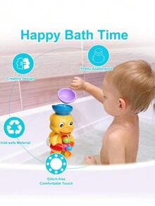 嬰兒玩具,幼兒浴缸玩具,帶有旋轉水輪/眼睛的鴨形浴缸玩具,浴室強力吸水器,有趣的幼兒浴缸玩具