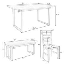 Nestfair Gray 6-Piece Wood Dining Table Set with 4 Chairs and Bench