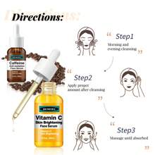 HEMEIEL 雙倍c(維生素c和咖啡因)淡化暗瘡斑點精華液2入,護膚緊緻保濕,適用於面部和頸部,男女適用,白天或晚上 - 彩色 - 查看 7