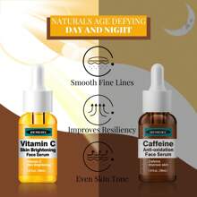 HEMEIEL 雙倍c(維生素c和咖啡因)淡化暗瘡斑點精華液2入,護膚緊緻保濕,適用於面部和頸部,男女適用,白天或晚上 - 彩色 - 查看 4