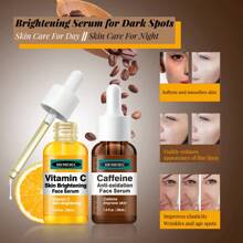 HEMEIEL 雙倍c(維生素c和咖啡因)淡化暗瘡斑點精華液2入,護膚緊緻保濕,適用於面部和頸部,男女適用,白天或晚上 - 彩色 - 查看 6