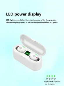 Led彩色屏幕顯示,觸控控制,運動無線跑步耳機 - 白色 - 查看 4