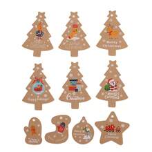1 件 3d 聖誕卡,帶有卡通吊墜和聖誕樹形狀,50 件吊牌和黃麻繩,適合 Diy 裝飾,彩色圖案設計 - 彩色 - 查看 3