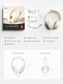 IKF King 无线主动降噪耳机，有线耳机，内置麦克风，100 小时播放，可折叠，HiFi 音质，适用于健身旅行居家办公 - 粉色 - 查看 6