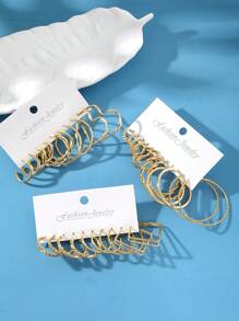 32pcs Women's Love Earrings - Yellow Gold - View 3