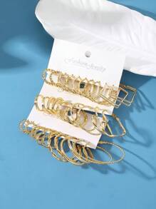 32pcs Women's Love Earrings - Yellow Gold - View 4