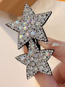 1 chiếc kẹp tóc hình ngôi sao màu bạc đính đá lấp lánh dành cho nữ, lý tưởng để tạo kiểu tóc mái rẽ ngôi và giữ nếp tóc con. Hình bông tuyết dễ thương. 2k, Phụ kiện tóc, Kẹp tóc, Kẹp càng cua, Kẹp tóc, Ghim cài tóc - Bạc - Xem 6