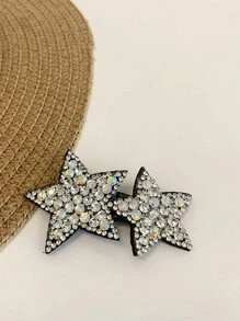 1 chiếc kẹp tóc hình ngôi sao màu bạc đính đá lấp lánh dành cho nữ, lý tưởng để tạo kiểu tóc mái rẽ ngôi và giữ nếp tóc con. Hình bông tuyết dễ thương. 2k, Phụ kiện tóc, Kẹp tóc, Kẹp càng cua, Kẹp tóc, Ghim cài tóc - Bạc - Xem 2