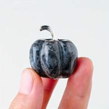 1.18x1.18英寸天然水晶寶石石頭工藝薔薇石英南瓜小雕像雕刻萬聖節裝飾 - 彩色 - 查看 6
