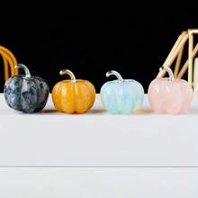 1.18x1.18英寸天然水晶寶石石頭工藝薔薇石英南瓜小雕像雕刻萬聖節裝飾 - 彩色 - 查看 4