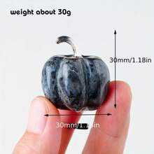 1.18x1.18英寸天然水晶寶石石頭工藝薔薇石英南瓜小雕像雕刻萬聖節裝飾 - 彩色 - 查看 5