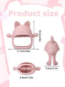 1pc Baby Teether Mitten, Silicone Teether Anti-Drop Baby Teething Toy, Baby Chew Toys, For Sucking Needs, For Breast Feeding Babies, Teething Mitten Silicone Baby Gloves - Dusty Pink - View 7
