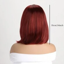 1入假髮短髮鬆綁bob蓬鬆造型14英寸,耐高溫cosplay假髮女用萬聖節派對假髮