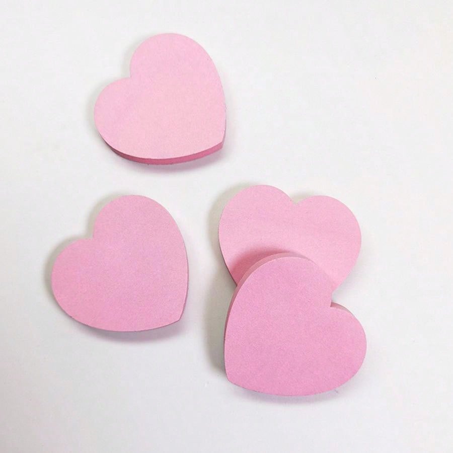 Pink Heart Shaped Sticky Notes With 100 Pages, Can Be Easily Removed