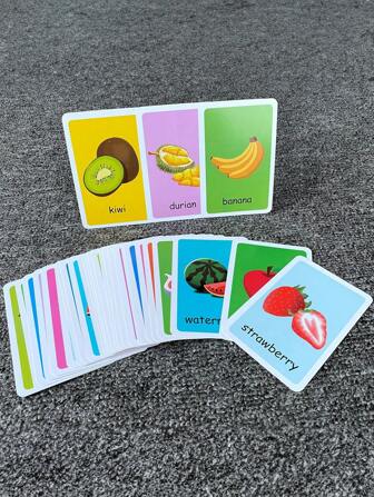 1套/36张，儿童认知卡片，身体部位，水果双面闪卡，随机婴儿早教玩具，幼儿园学前班礼物