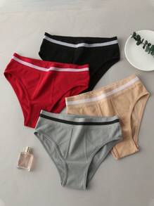 4 件套女式高腰無縫彈力內衣提臀透氣運動三角內褲