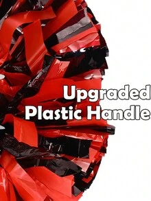 Black And Red Middle Handle Cheerleader Hand Flower 1 Pc - Black - View 5