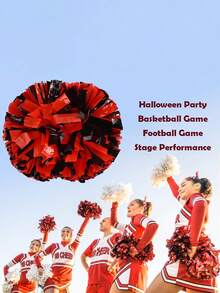 Black And Red Middle Handle Cheerleader Hand Flower 1 Pc - Black - View 3