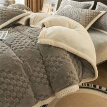 1入組灰色雙面絨毛床上四件套(a部分為花朵絨毛,b部分為北極絨毛),柔軟細膩,瞬間保暖,透氣吸汗,簡約優雅,可機洗 - 灰色 - 查看 4