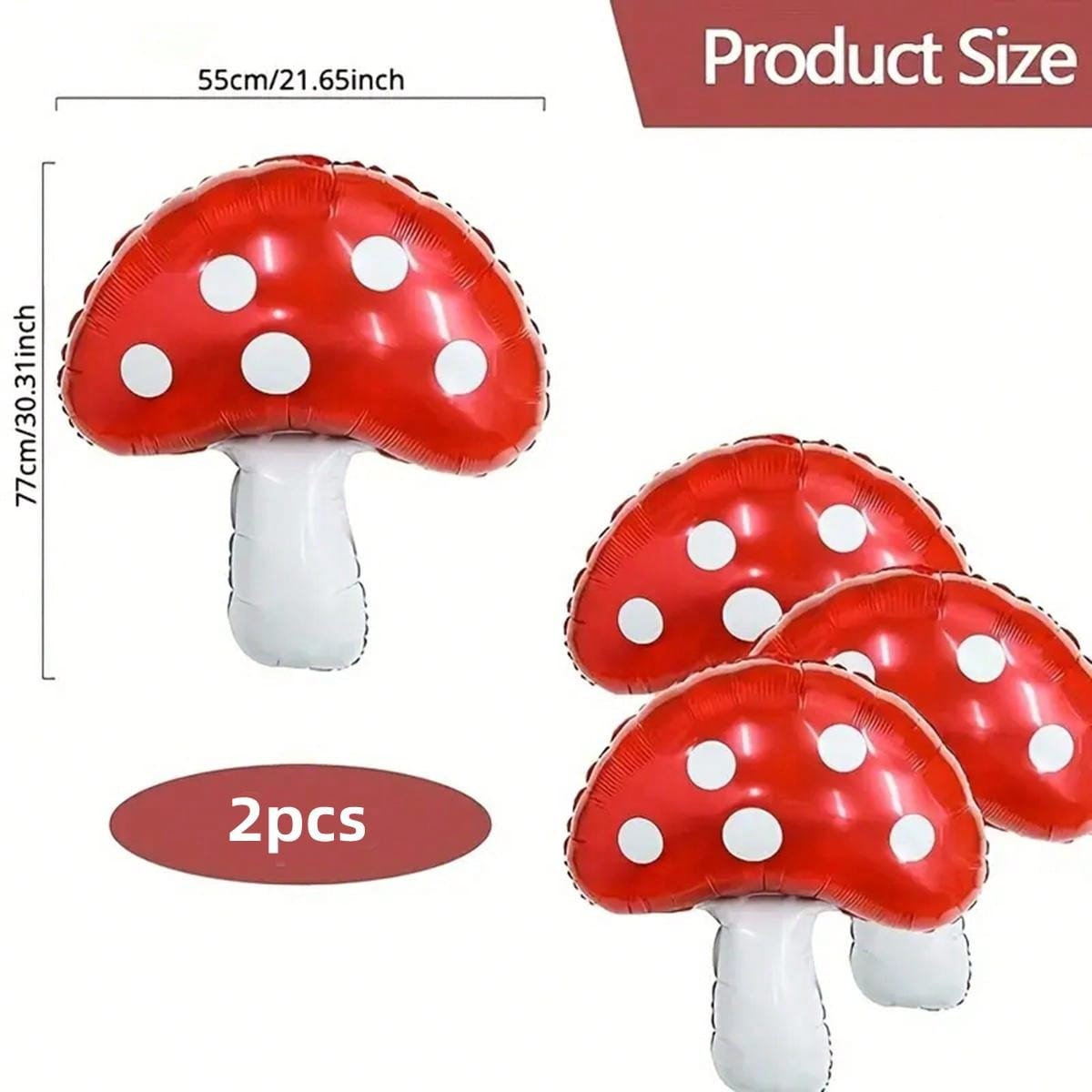 2pcs 30 Inch Mushroom Foil Balloon Mushroom Birthday Party Fairy