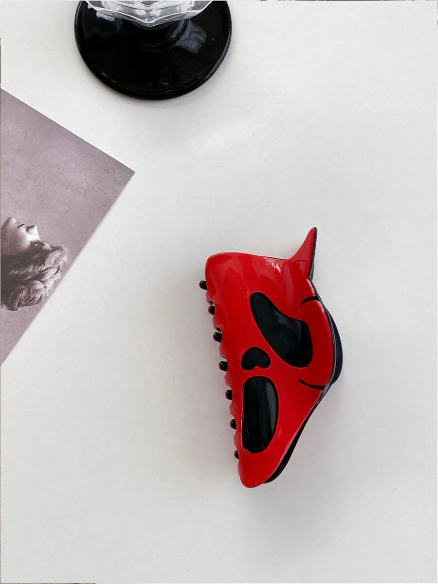 OUSEON 万圣节发夹、万圣节发卡、搞笑大面具万圣节马尾辫爪夹发饰女士骷髅头骨架秋冬度假装女士