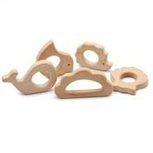 1pc Natural Unpainted Elmwood Crafts Animal Shaped Wooden Decorative Items & Toys - Beige - View 2