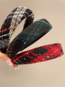 3入組女款時尚法式發箍,適用於秋冬季節,可用作洗臉頭帶